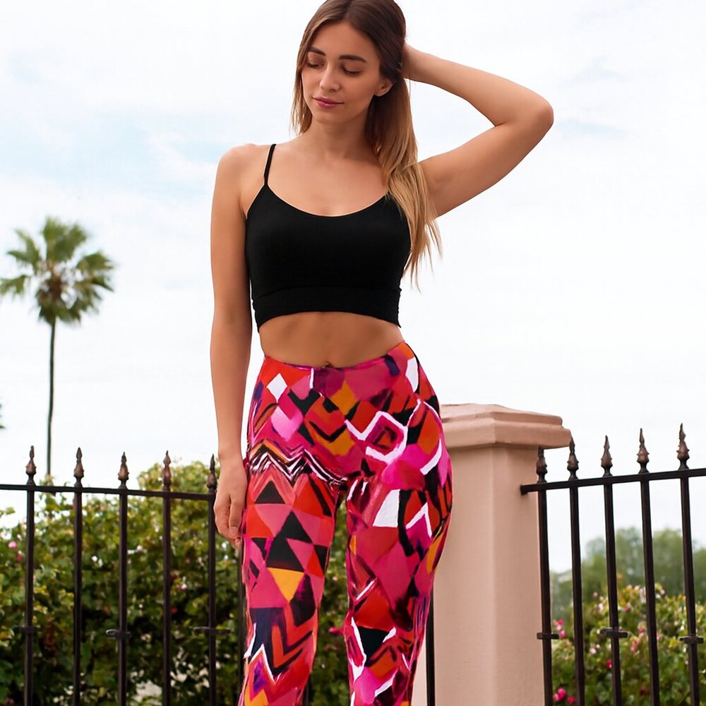 Ashley Stewart Geometric Pants Women'18/20 Pull On Hippie Boho Art to Wear Party